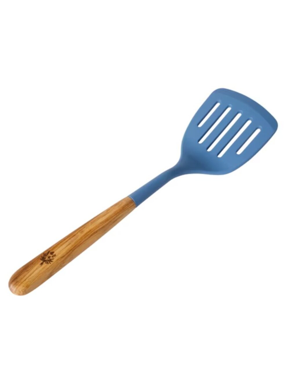 The Pioneer Woman Blue Silicone Slotted Non-Stick Turner with Olivewood Handle